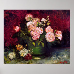 Póster Boliche com Peonies e Rosas Van Gogh de Belas Arte