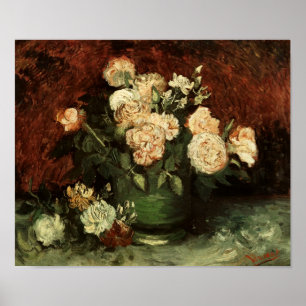 Póster Boliche com Peonies e Rosas Van Gogh de Belas Arte