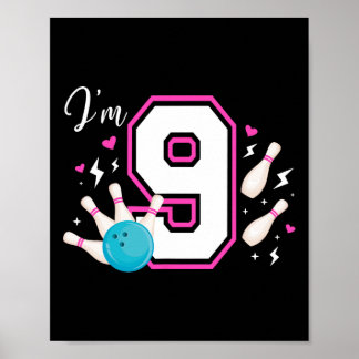 Poster Boliche de 9 anos de Boliche de Festa de aniversár