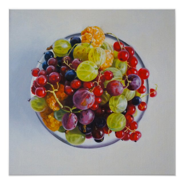 Póster Boliche de Berries - Vida Fruta Estática Hiperreal (Frente)
