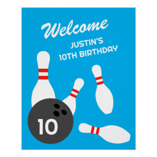 Póster Boliche de modelo de Festa de aniversário de poste