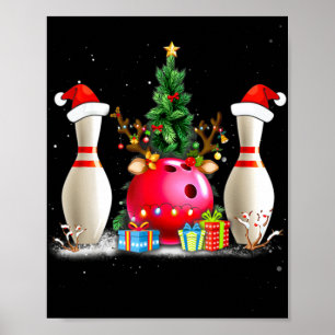 Poster Boliche de Natal Santa Hat Boliche Xmas