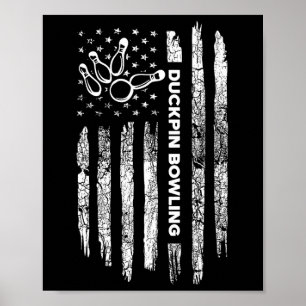 Poster Boliche de Pino de Bandeira Americano - Vintage Du