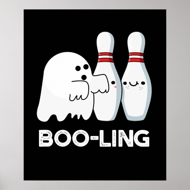 Poster Boliche-Dia de as Bruxas engraçado-Boo-ling Ghost  (Frente)