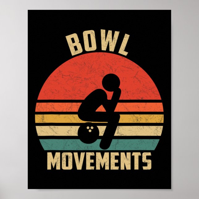 Poster Boliche Engraçada, Vintage Retro Bowl Movimentos B (Frente)