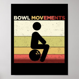 Poster Boliche Engraçada, Vintage Retro Bowl Movimentos B