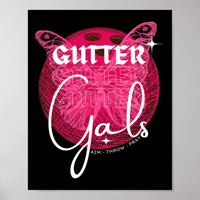 Poster Boliche Engraçado Gals Gals Nome Equipe Festa de M (Frente)