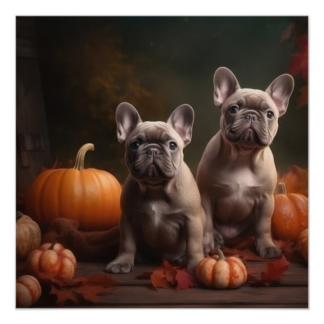 Póster Boliche Francês Puppy Autumn Delight Pumpkin (Frente)