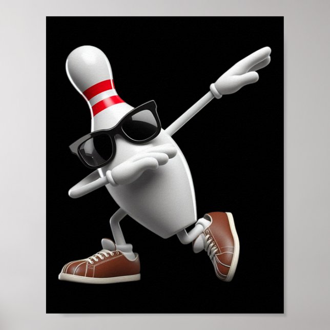 Poster Boliche Pin Dabbing Sungles Bowler Player Homens (Frente)