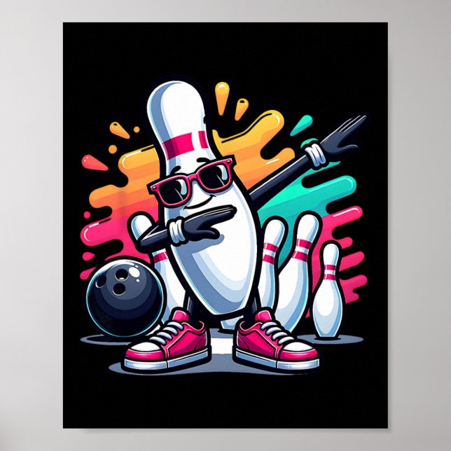 Poster Boliche Pin Dabbing Sungles Bowler Player Kids Boy (Frente)