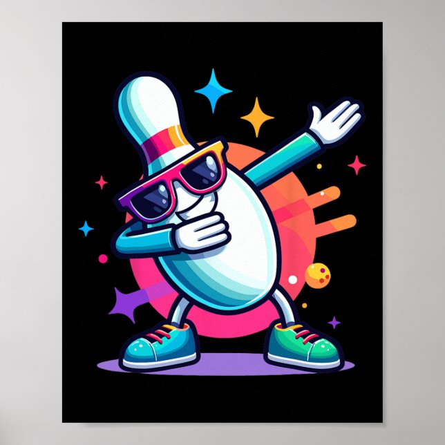 Poster Boliche Pin Dabbing Sungles Bowler Player Kids Boy (Frente)