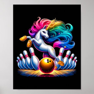 Poster Boliche Pins Engraçado Unicorn Sport Bowler