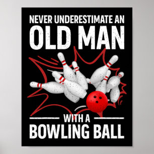 Poster Boliches Bonitas Homens Vovô Bowler Team Bowlin