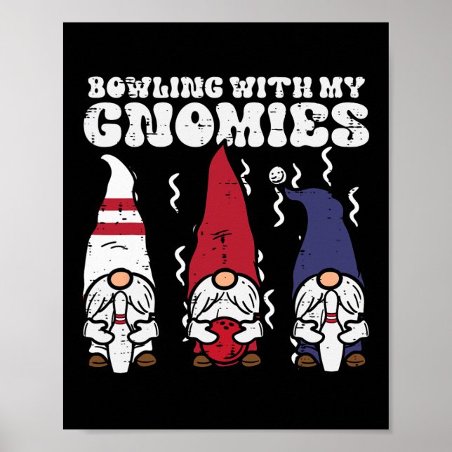 Poster Boliches Com Gnomies Bowler Gnomos Correspondendo  (Frente)