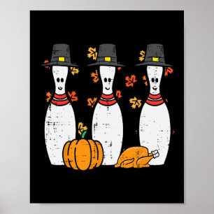 Poster Boliches de Ação de Graças Pins Engraçados Queda B