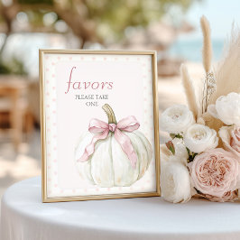 Poster Bolinhas brancas de abóbora Chá de fraldas favorit