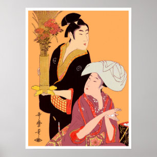 Poster Bolinhas de Arroz & Flores de Utumaro