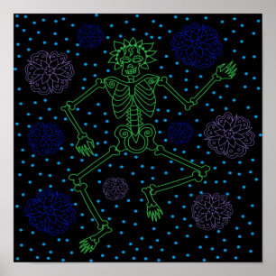 Poster Bolinhas de esqueleto noturno