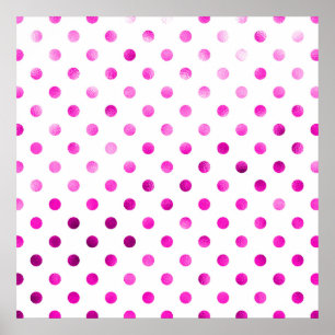 Póster Bolinhas de Folhas de Folha Metálica Cor-de-Rosa,