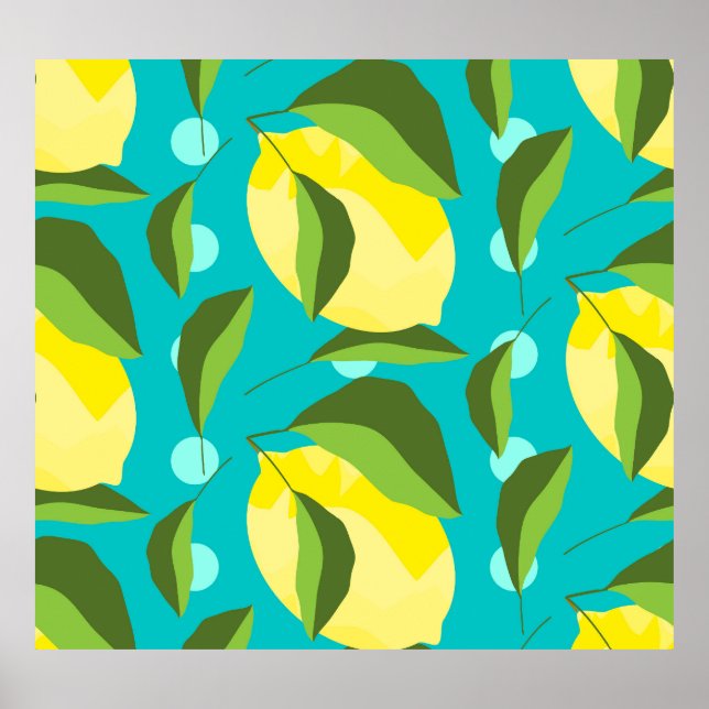 Poster Bolinhas de limões: fundo azul. (Frente)