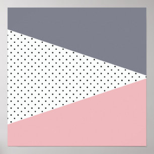Póster Bolinhas geométricas roxas elegantes do rosa