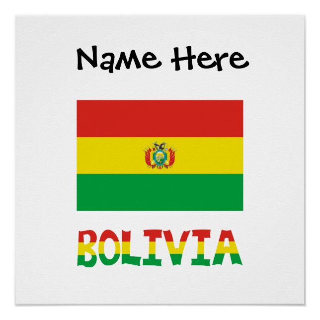 Póster Bolívia Bandeira Bolívia Personalizada (Frente)