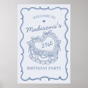 Poster Bolo Coqueteiro do Coração Azul - Boas-vindas