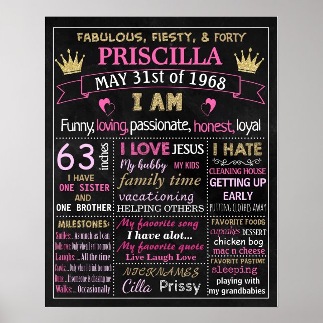 Poster Bolo de aniversário adulto - Sinal de quadro de di (Frente)