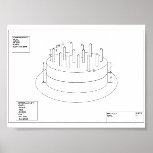 Póster Bolo de aniversário arquitectónico