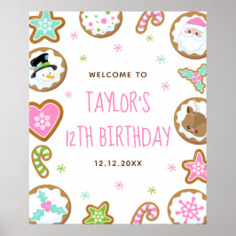 Poster Bolo de Aniversário de Natal Biscoitos Sinal de Bo