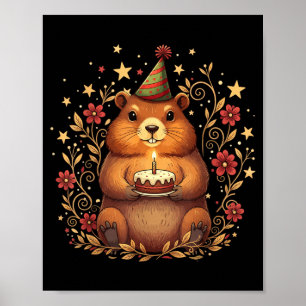 Poster Bolo de Aniversário do Dia Feliz da Toupeira Terre