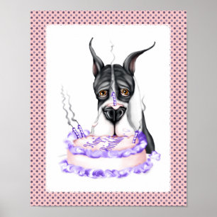 Póster Bolo de aniversário do envoltório de great dane