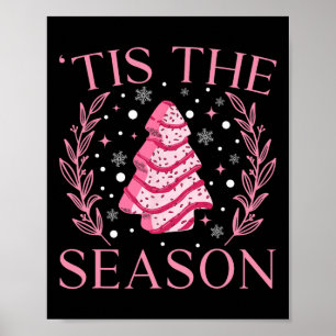 Poster Bolo De Árvore De Natal Rosa Vintage Xmas Tis Os M