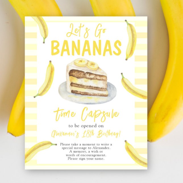 Poster Bolo de Banana em Aquarela Cápsula do Tempo Aniver (Criador carregado)