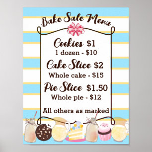 Poster Bolo de biscoito de leite cupcake preço do menu de