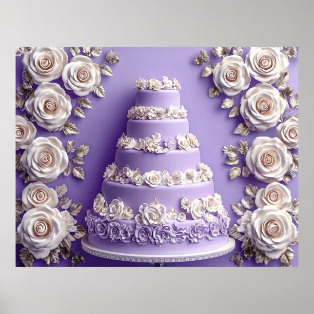 Poster Bolo de Casamento Elegante com Andares (Frente)