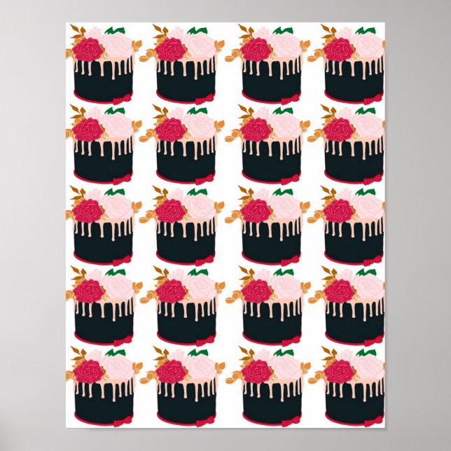 Poster Bolo de chocolate de rosa - Presente de manteiga d (Frente)