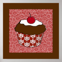 Bolo de Chocolate em Padrão Vermelho e Branco