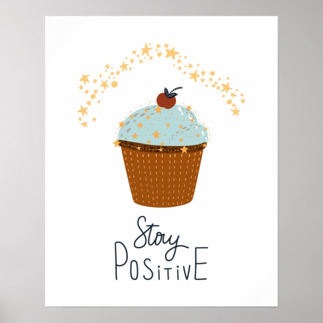 Poster Bolo de cupcake scandi moderno mantenha positivo   (Frente)