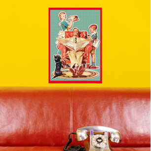 Poster Bolo de dona de casa da família nuclear de Vintag