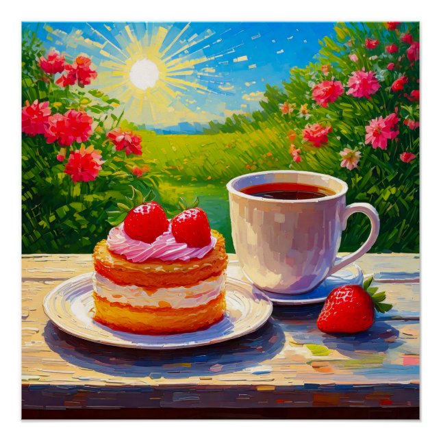 Póster Bolo de morango e café (Frente)