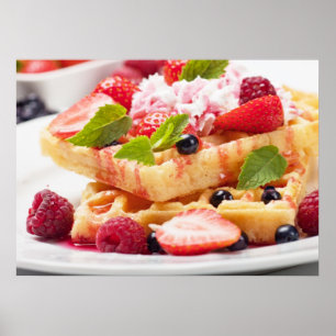 Poster Bolo do Waffle com fruta de baga fresca