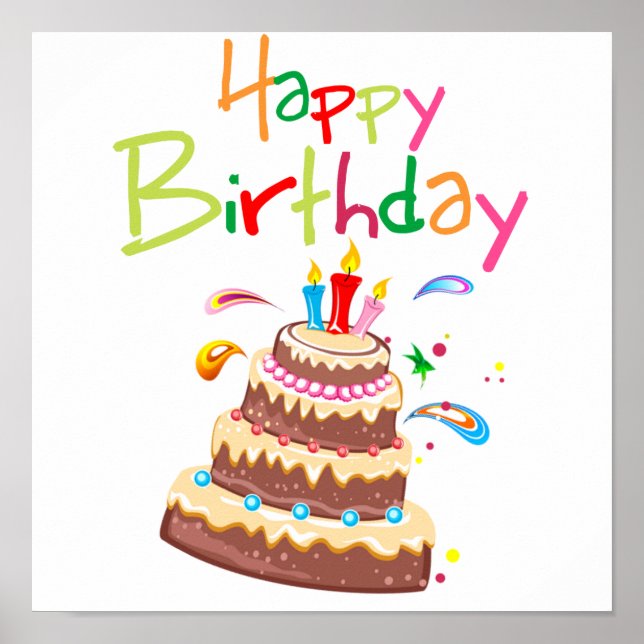 Poster Bolo Feliz Aniversário (Frente)