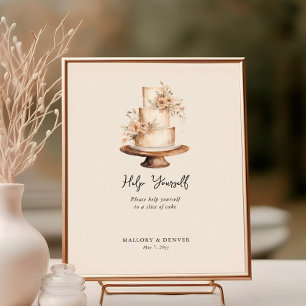 Poster Bolo Floral de Casamento Russo Neutro