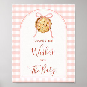 Poster Bolo Fofo Rosa Pastel Xadrez Deixe Seus Desejos