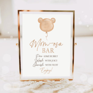 Poster Bolo Mom-osa Urso de Pelúcia Balão Aniversário