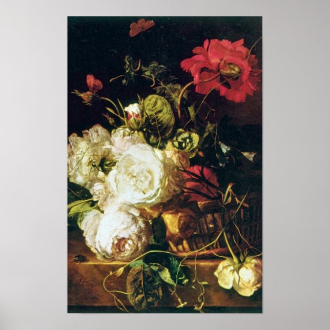 Póster Bolsa Branca de Flores, flores Jan van Huysum (Frente)