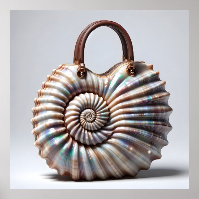Poster Bolsa de Espiral Seashell - Arte de Moda Náutica (Frente)