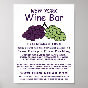 Poster Bolsa de Uvas, Bar De Vinho/Publicidade De Máquina
