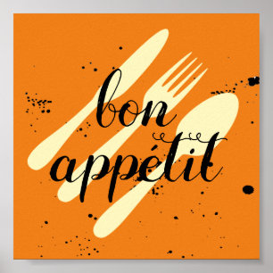 Poster bom apetite cozinha citação da arte moderna